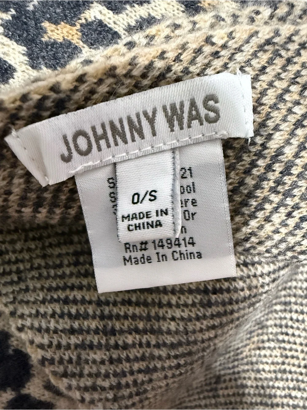Johnny was Leopard wrap fringe scarf wool/cashmere